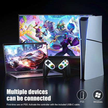 PS5 Wireless Controller with Turbo, RGB Lighting & Dual Vibration